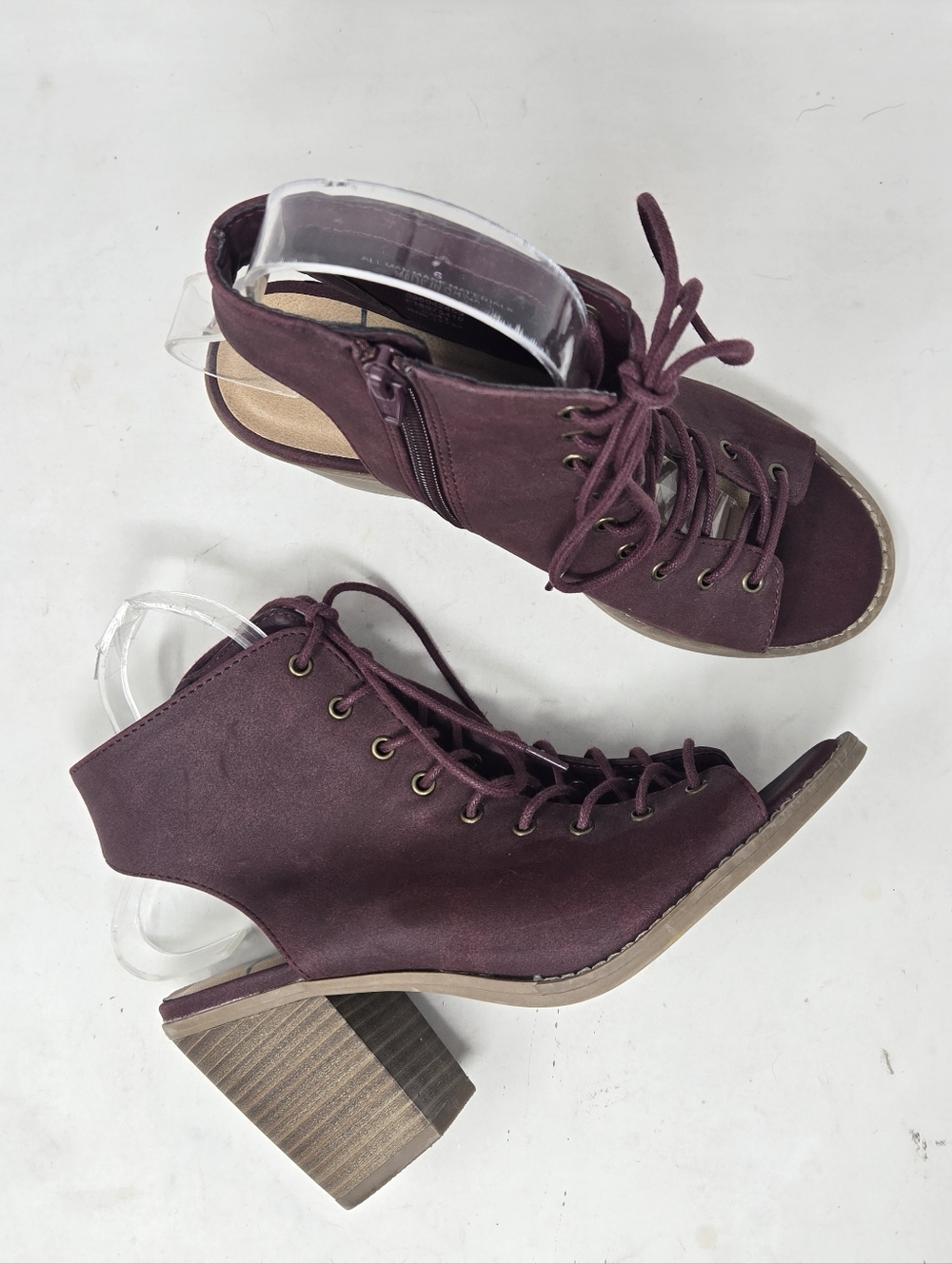 Mossimo Supply Co Lace Up Block Heel Burgundy Sandals Women's Size 6